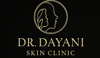 Dr. Dayani Skin Clinic logo with a silhouette of a face on a black background