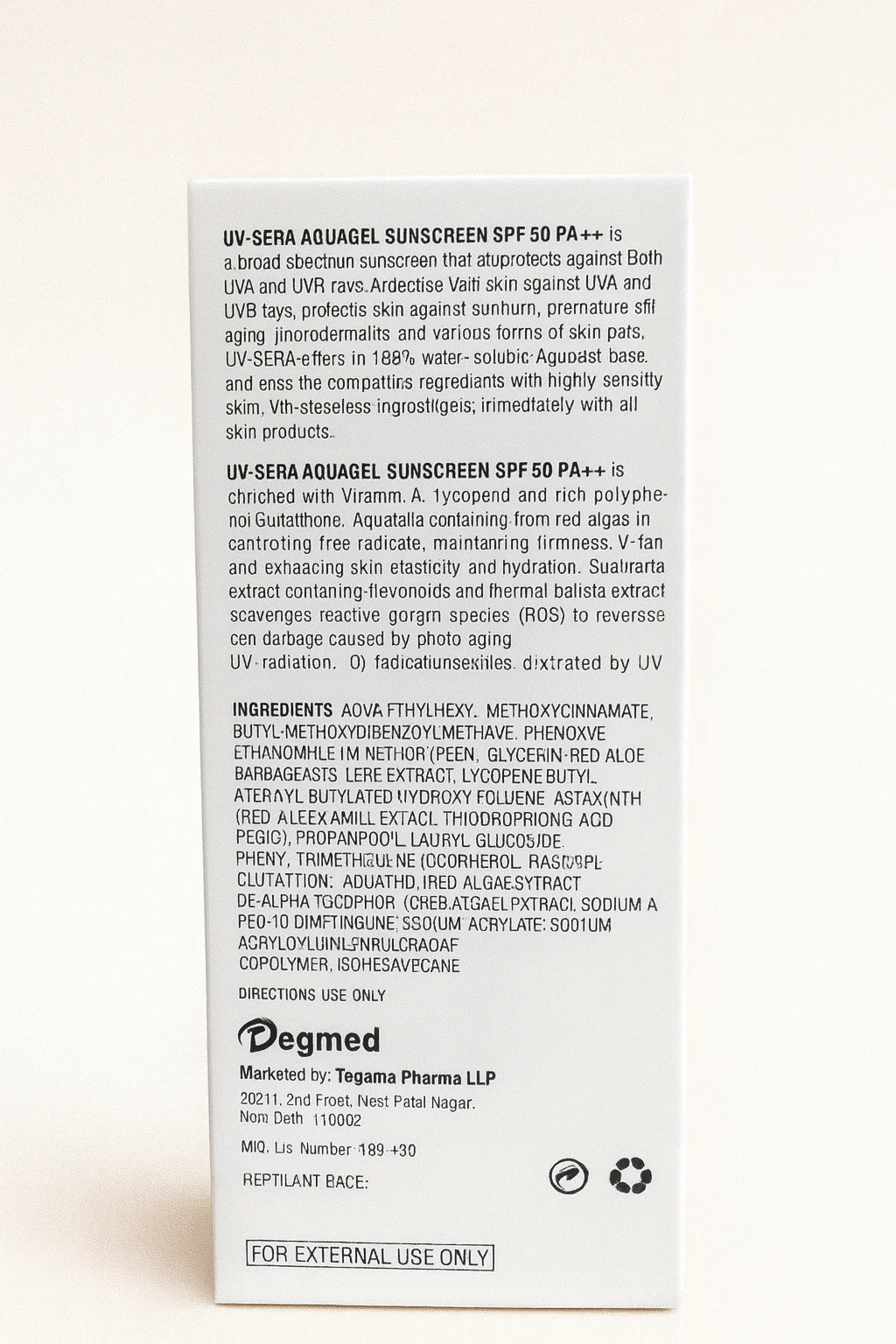 UV SERA AquaGel Sunscreen (SPF 50 PA+++)