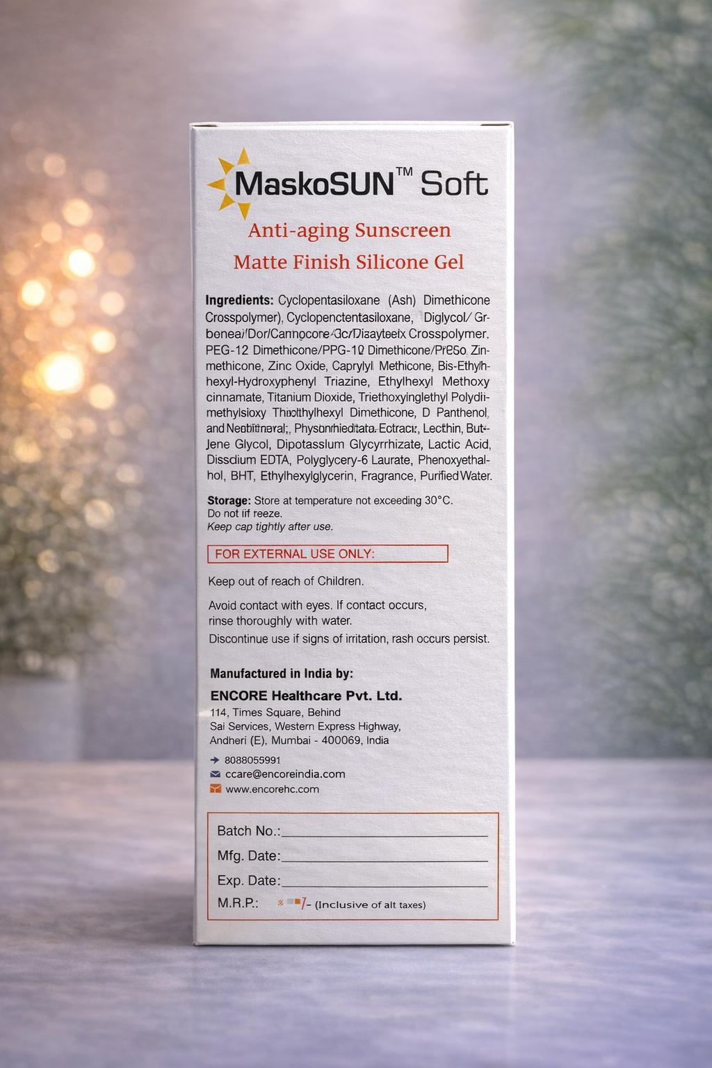 MaskoSUN Soft Anti-aging Sunscreen Matte Finish Silicone Gel (SPF 60 PA++++)